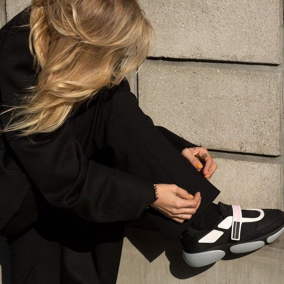 PRADA CLOUDBUST LOGO VELCRO BLACK SNEAKERS - Picture 7 of 7